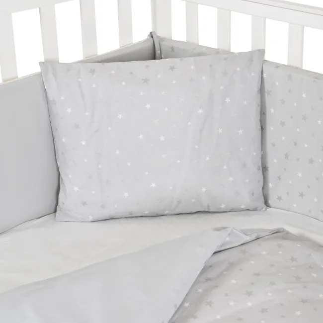 Set lenjerie de pat Nook pentru bebelusi, 6 piese, HugZZZ, Gri