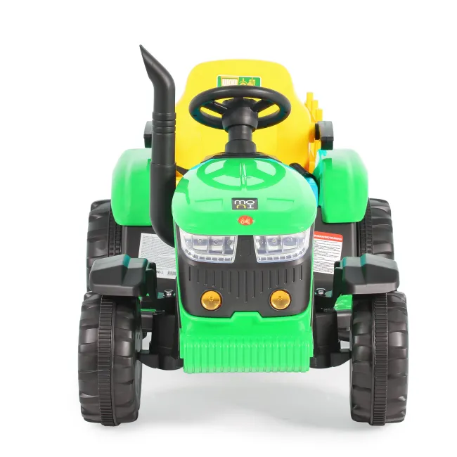 Tractor electric cu remorca Rancher pentru copii 3 ani+, acumulatori si telecomanda, 12V MP3/USB, Moni, Verde