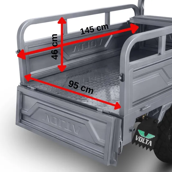 Triciclu Electric, FARA Permis, Motor 3900W, Voltarom Hercules, Tuk Tuk, 72V, 45Ah, pana la 50km autonomie, Gri