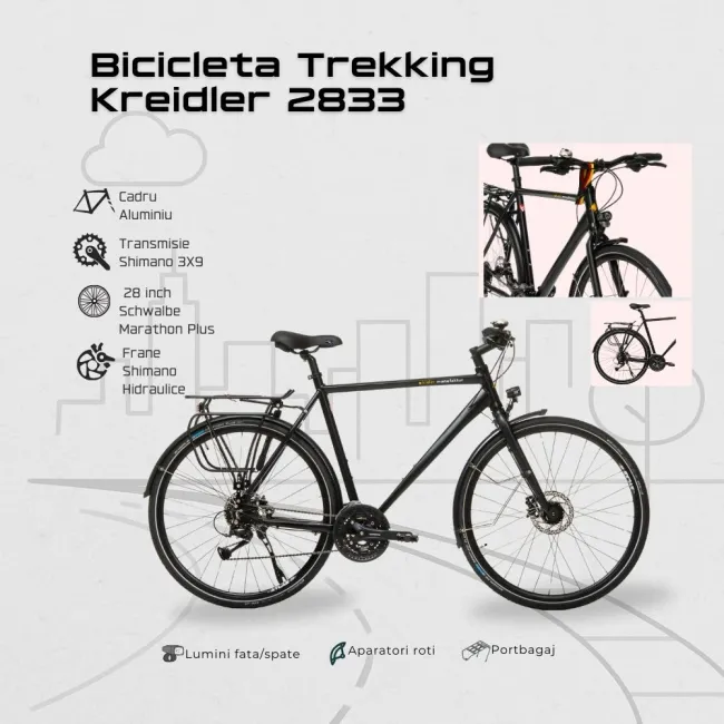 Bicicleta Trekking Kreidler 2833 - 28 inch, M, Negru