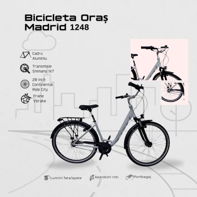 Bicicleta Oras Madrid 1248 - 28 inch, L, Gri deschis
