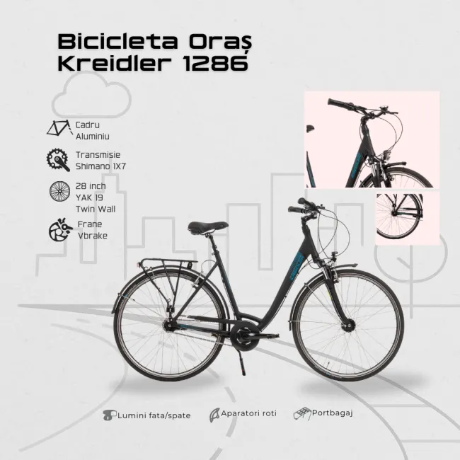 Bicicleta Oras Kreidler 1286 - 28 inch, S, Negru