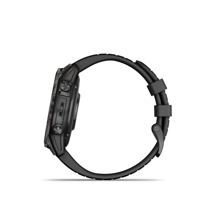 Garmin - fenix 7 Pro Sapphire Solar smartwatch premium cu incarcare solara 47mm - ramă negru gri din titanium DLC si curea din silicon neagră