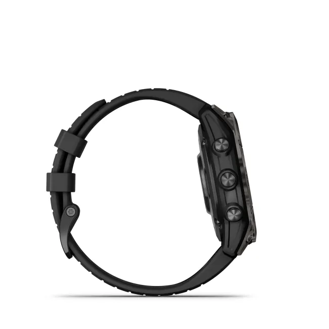 Garmin - fenix 7 Pro Sapphire Solar smartwatch premium cu incarcare solara 47mm - ramă negru gri din titanium DLC si curea din silicon neagră