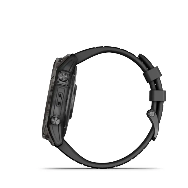 Garmin - fenix 7x Pro Sapphire Solar smartwatch premium cu incarcare solara 51mm - ramă Titan DLC Carbon Grey si curea din silicon neagră