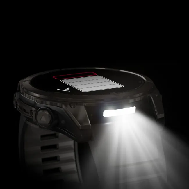 Garmin - fenix 8x AMOLED Sapphire 51mm - smartwatch premium AMOLED - ramă gri din titanium DLC si curea din silicon neagră-gri