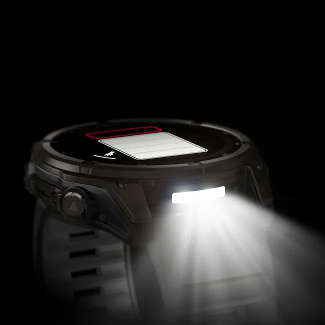 Garmin - fenix 8x Solar Sapphire 51mm - smartwatch premium - ramă gri din titanium DLC si curea din silicon neagră-gri