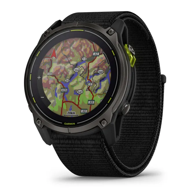 Garmin Enduro 3 - ceas ultra multisport cu GPS - ramă gri din titanium DLC si curea textilă neagră