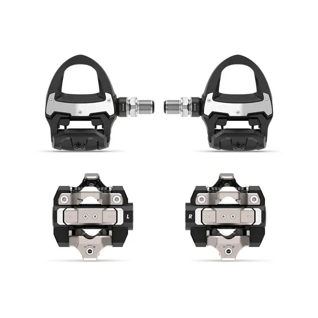 Garmin Rally RS/XC210 | Contor de putere (powermeter dual MTB + sosea) pentru ciclism cu placute Shimano SPD-SL si pedale de schimb pentru MTB cu placute Shimano SPD