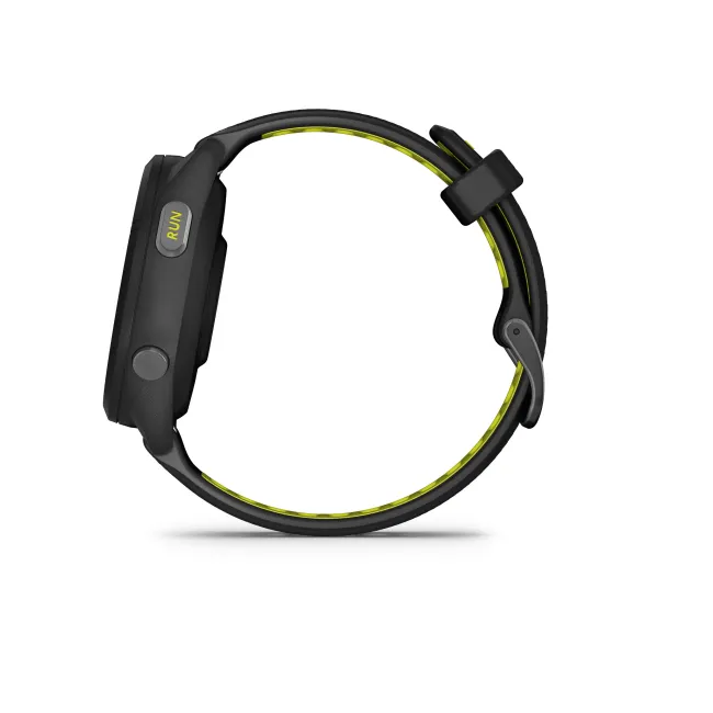 Garmin - Forerunner 265s ceas multisport cu GPS AMOLED - Ramă şi carcasă neagră cu curea din silicon neagră/Amp Yellow