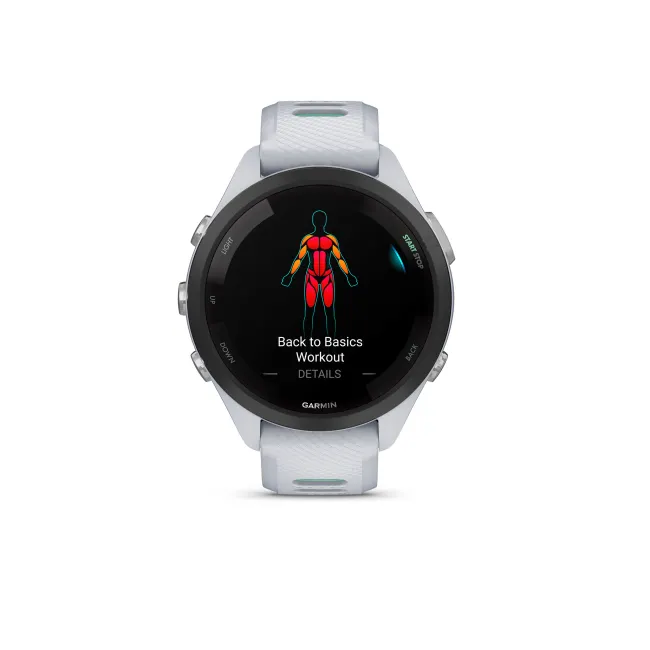Garmin - Forerunner 265s ceas multisport cu GPS AMOLED - Ramă neagră cu carcasă Whitestone şi curea din silicon Whitestone/Neo Tropic