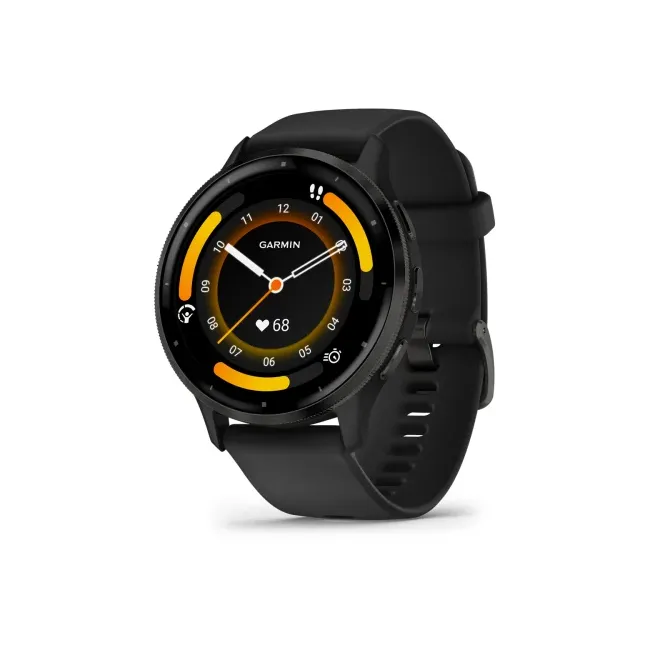 Garmin - Venu 3 smartwatch cu GPS și AMOLED - ramă gri ardezie din oţel inoxidabil, carcasă neagră şi curea din silicon