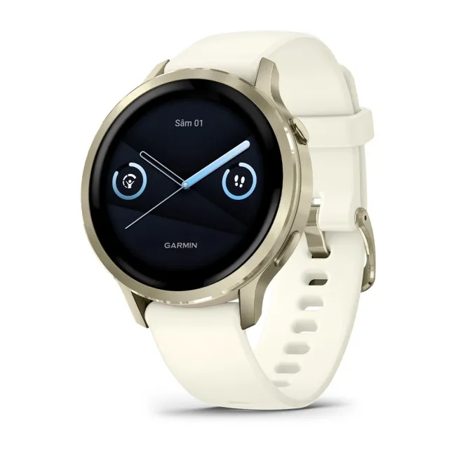 Garmin - Venu 4 41mm smartwatch cu GPS și AMOLED - Lunar Glod cu curea de silicon Bone
