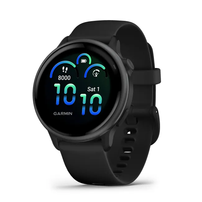 Garmin - vivoactive 6 smartwatch cu GPS și AMOLED - ramă gri slate din aluminiu - carcasă neagră şi bratara din silicon