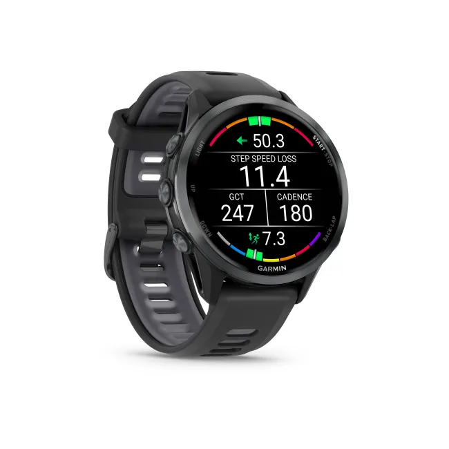 Garmin Forerunner 970 - ceas multisport cu GPS si AMOLED - negru Carbon Gray DLC Titanium with Black Case and Black | Translucent Whitestone Band