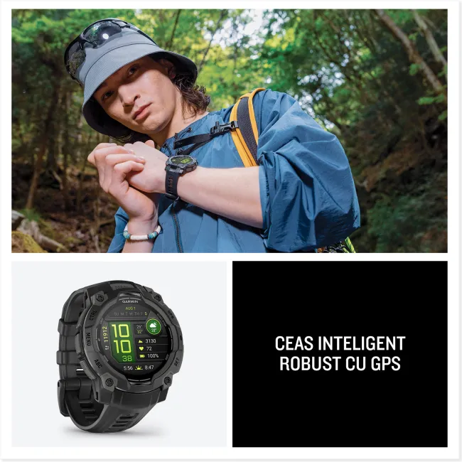 Garmin INSTINCT 3 - 45 mm AMOLED negru - smartwatch robust cu GPS