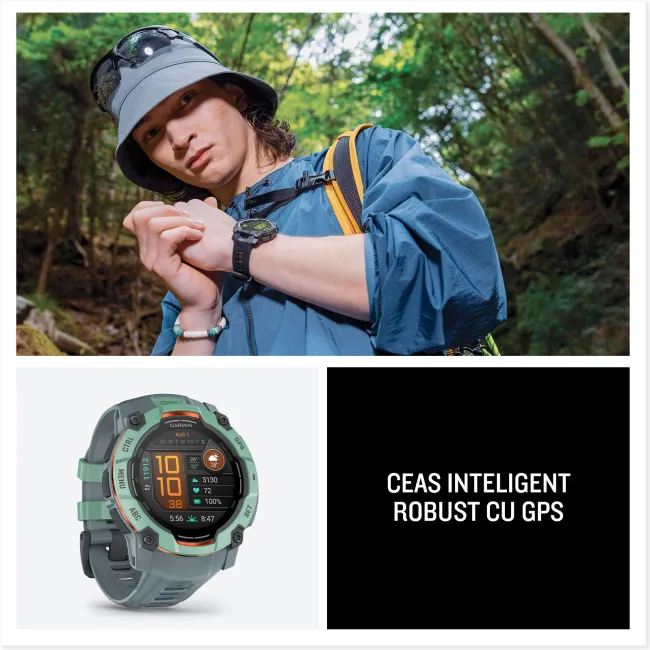 Garmin INSTINCT 3 - 50 mm AMOLED verde Neo Tropic - smartwatch robust cu GPS