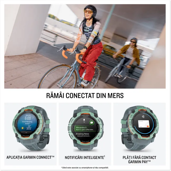 Garmin INSTINCT 3 - 50 mm AMOLED verde Neo Tropic - smartwatch robust cu GPS
