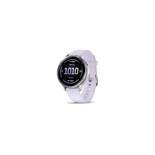 Garmin - Venu 4 41mm smartwatch cu GPS și AMOLED - Silver cu curea de silicon Periwinkle