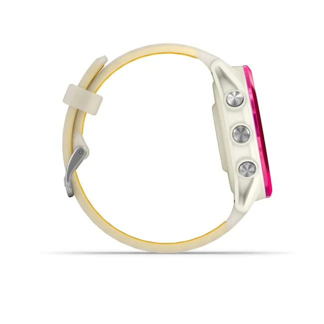 Garmin Forerunner 570 - 42 mm - ceas multisport cu GPS si AMOLED - alb mango roz Raspberry Aluminium with Translucent Bone | Mango Band
