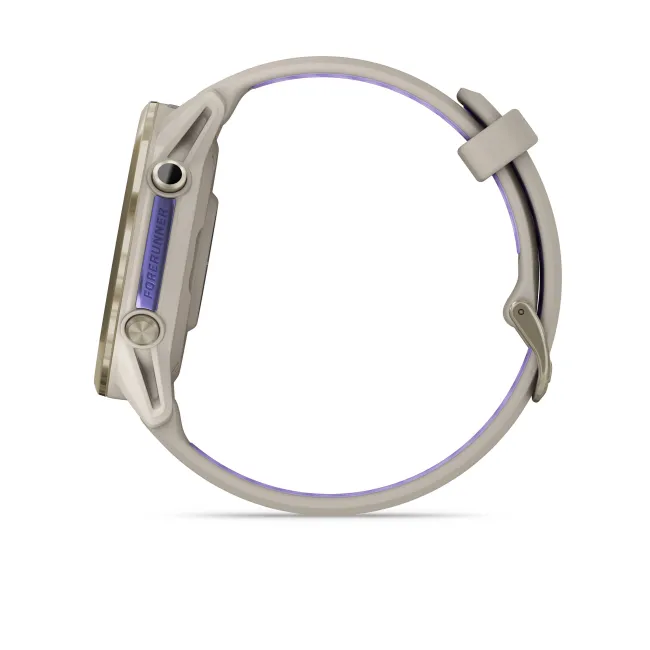 Garmin Forerunner 970 - ceas multisport cu GPS si AMOLED - crem Soft Gold Titanium with French Gray Case and French Gray | Translucent Indigo Band