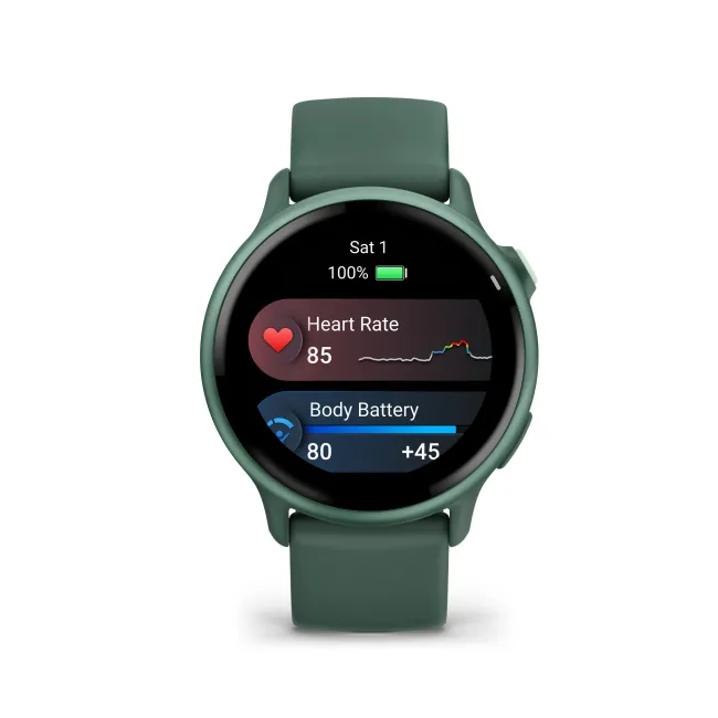 Garmin - vivoactive 6 smartwatch cu GPS și AMOLED - ramă și carcasă verde Jasper - bratara din silicon verde Jasper