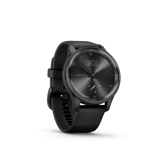Garmin - vivomove Trend - Ramă Neagra din oţel inoxidabil - carcasa neagra - bratara silicon neagra