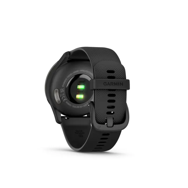 Garmin - vivomove Trend - Ramă Neagra din oţel inoxidabil - carcasa neagra - bratara silicon neagra