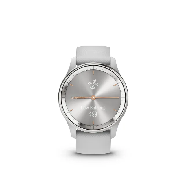Garmin - vivomove Trend - Ramă Silver din oţel inoxidabil - carcasă Mist Grey - curea din silicon
