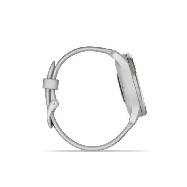Garmin - vivomove Trend - Ramă Silver din oţel inoxidabil - carcasă Mist Grey - curea din silicon