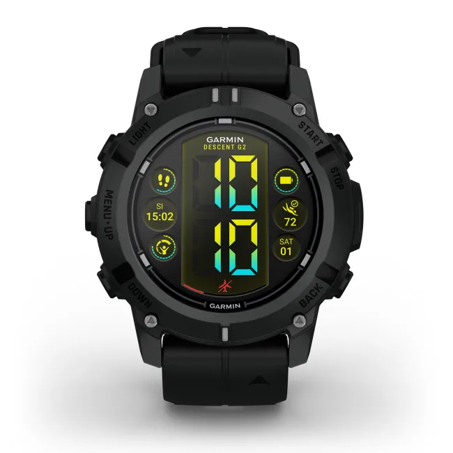 Garmin Descent G2 - 45 mm AMOLED negru - computer scufundări și smartwatch robust cu GPS