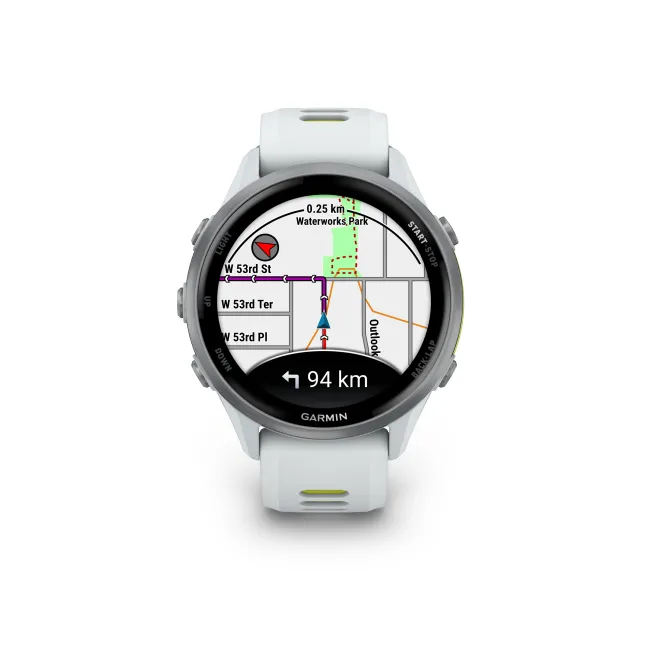Garmin Forerunner 970 - ceas multisport cu GPS si AMOLED - alb Titanium with Whitestone Case and Whitestone | Translucent Amp Yellow Band