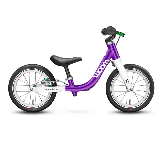 Bicicleta copii Woom 1 cu roti 12" mov intens alb