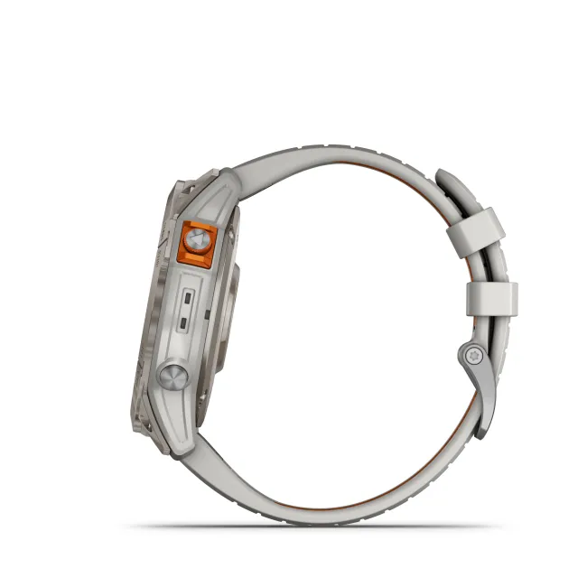 Garmin - fenix 7x Pro Sapphire Solar smartwatch premium cu incarcare solara 51mm - ramă din titanium si curea din silicon gri|portocaliu
