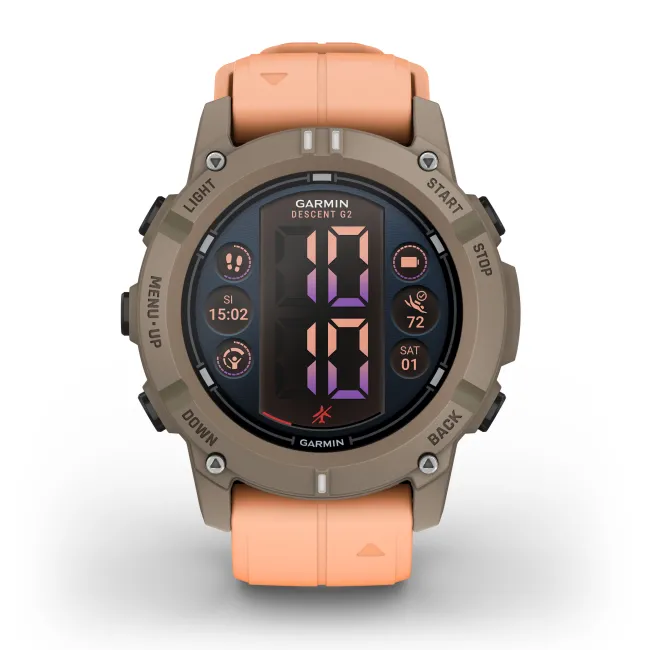 Garmin Descent G2 - 45 mm AMOLED Paloma cu curea Shell Pink - computer scufundări și smartwatch robust cu GPS