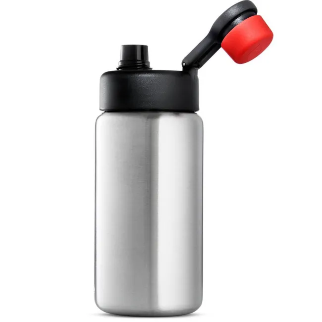 Woom - set suport bidon bicicleta copii si bidon metalic Glug - gri argintiu negru