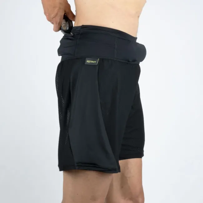 Instinct - Pantaloni scurti maraton barbati - Trail Short Marathon 2-in-1 - Negru
