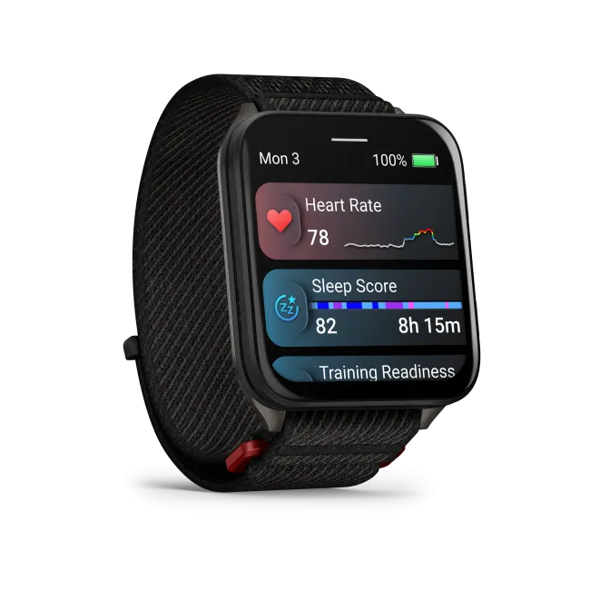 Garmin - Venu X1 - smartwatch cu GPS și AMOLED - Negru cu spate din titan argintiu și curea din nailon ComfortFit neagră