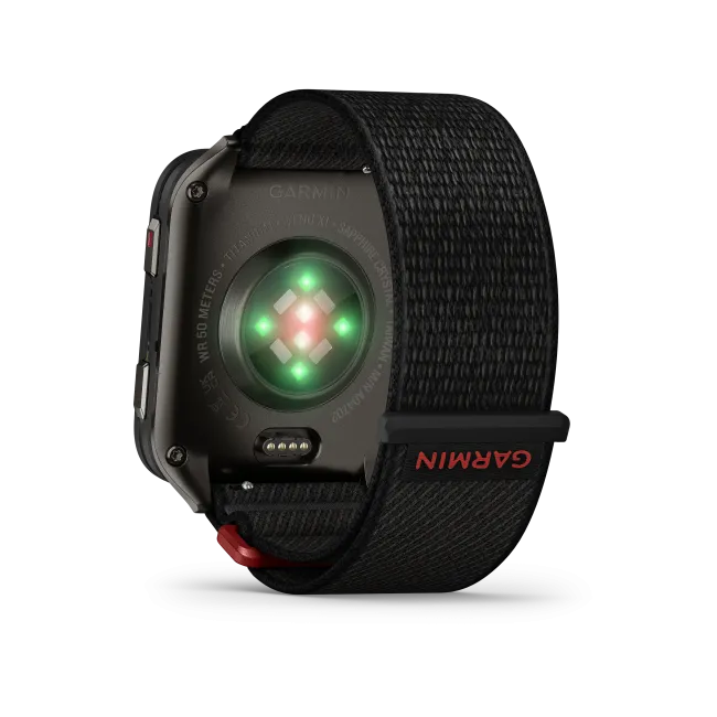 Garmin - Venu X1 - smartwatch cu GPS și AMOLED - Negru cu spate din titan argintiu și curea din nailon ComfortFit neagră