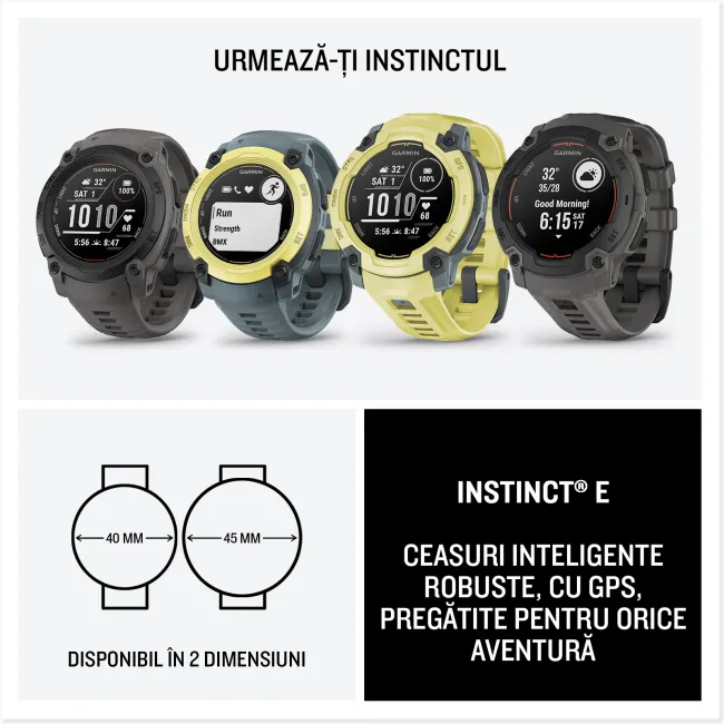 Garmin INSTINCT E - 40 mm galben Lime - smartwatch robust cu GPS