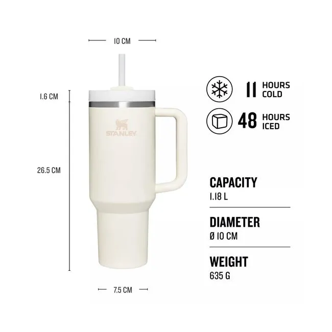 Stanley - termos tip sticla cu pai - Quencher H2.0 Tumbler - Bej - 1.18L
