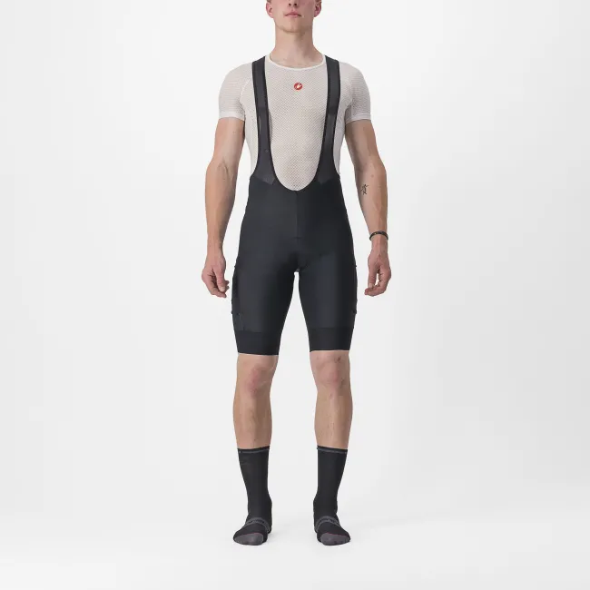 Castelli - pantaloni ciclism scurti cu bretele - Unlimited Cargo Bibshort - 15-35 gr C - negru