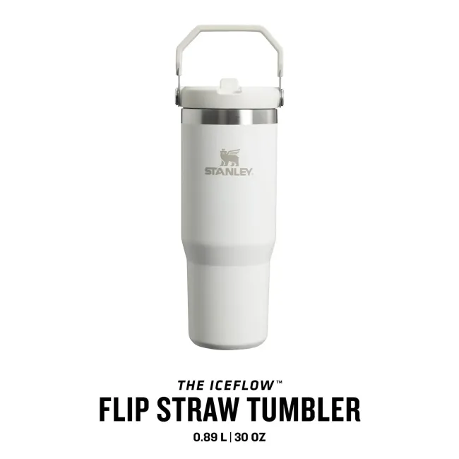 Stanley - termos tip sticla cu pai - Flip Straw Tumbler - alb polar - 890 ml