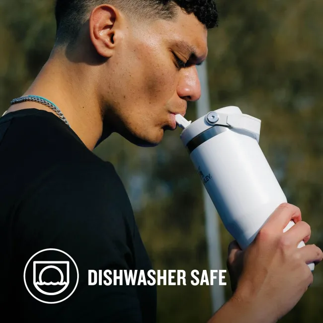 Stanley - termos tip sticla cu pai - Flip Straw Tumbler - alb polar - 890 ml