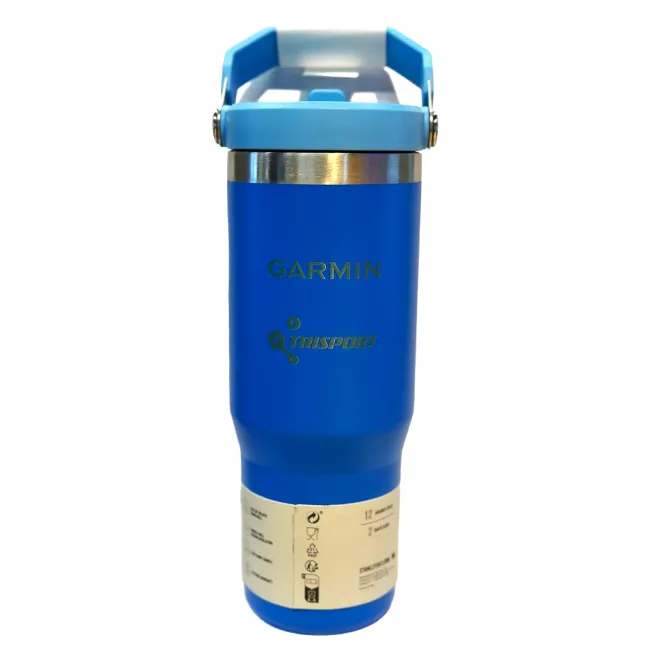 Stanley - termos tip sticla cu pai - Flip Straw Tumbler - albastru intens azur - 890 ml - Personalizat Trisport - Garmin