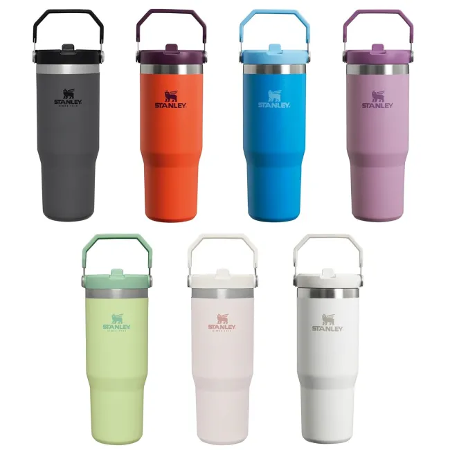 Stanley - termos tip sticla cu pai - Flip Straw Tumbler - albastru intens azur - 890 ml - Personalizat Trisport - Garmin