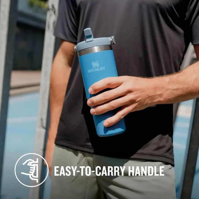 Stanley - termos tip sticla cu pai - Flip Straw Tumbler - albastru intens azur - 890 ml - Personalizat Trisport - Garmin