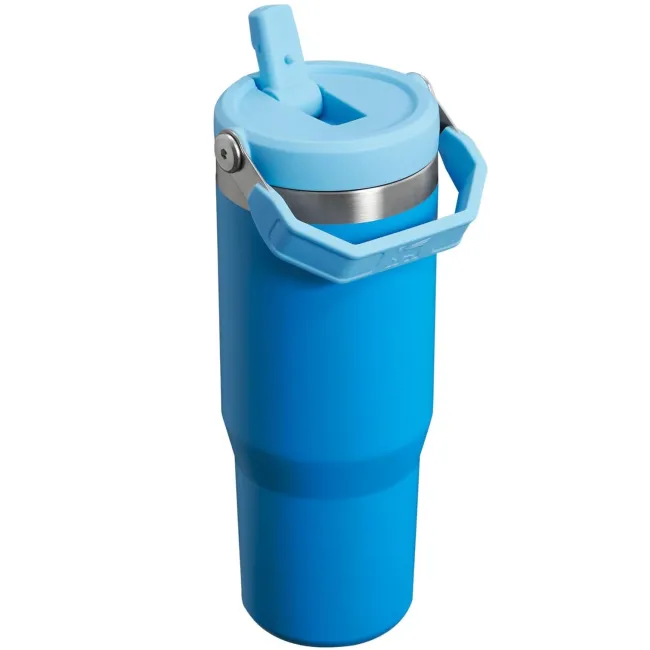 Stanley - termos tip sticla cu pai - Flip Straw Tumbler - albastru intens azur - 890 ml - Personalizat Trisport - Garmin