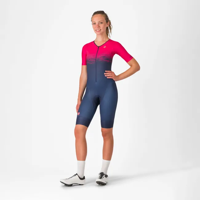 Castelli - costum triatlon cu maneca scurta - Core Tri W Suit Short Sleeve - albastru | roz