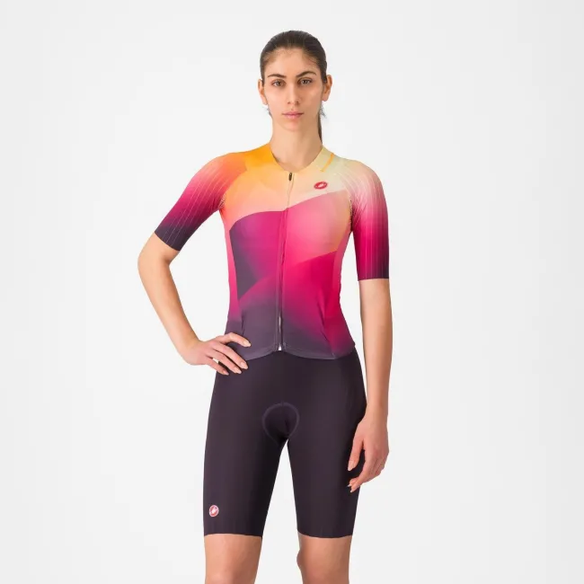 Castelli - costum triatlon cu maneca scurta - Free Sanremo 3 W Suit Short Sleeve - negru | portocaliu vivid